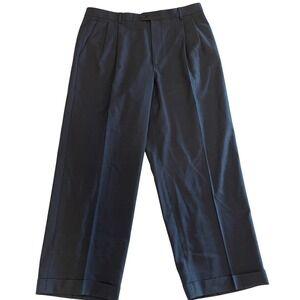 Zanella John Craig Mens Pleated Dress Pants Charcoal Grey Cuffed 38x29